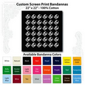 22"x22" Black Custom Printed Imported 100% Cotton Bandanna